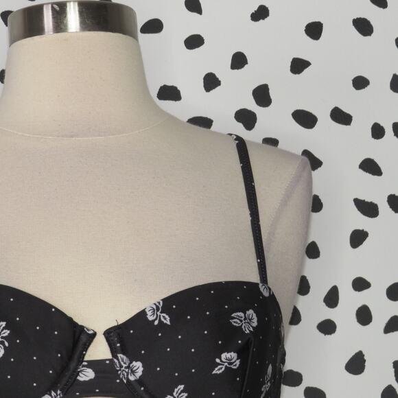 Onia Black Floral Print Underwire Top And Belted High Waist Bikini Swim Set - Picture 2 of 9